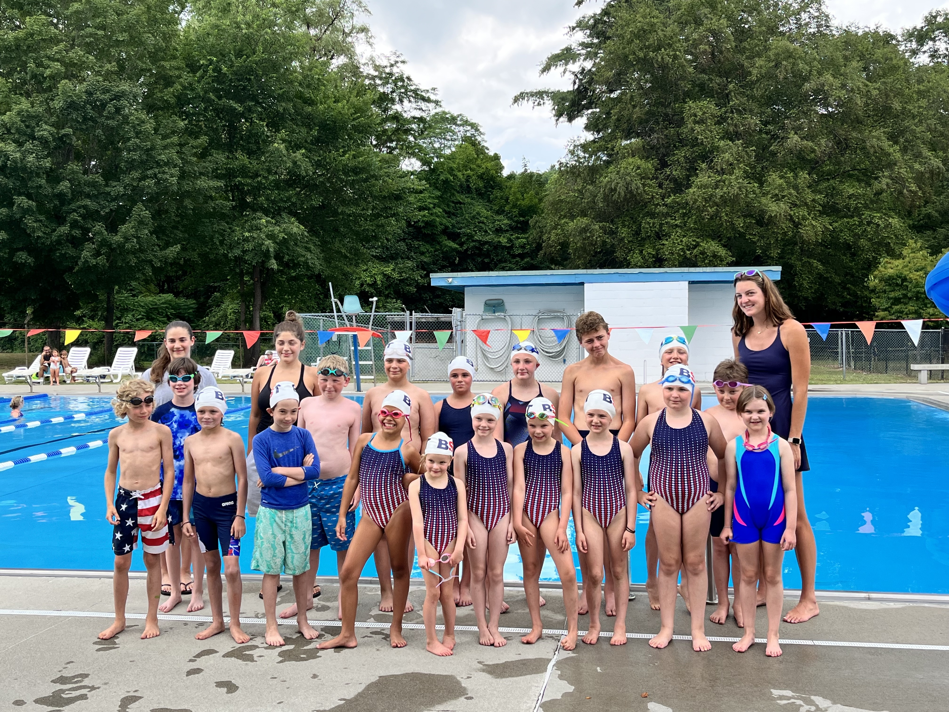 BST team at the outdoor pool